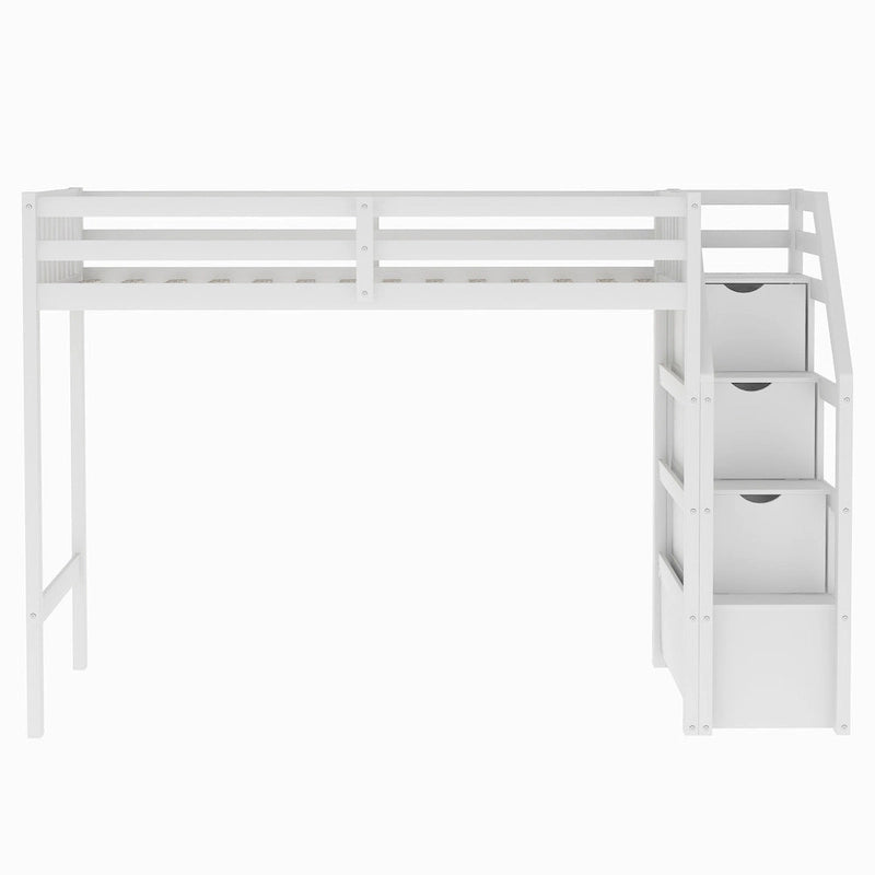 Litera alta doble sobre cama de tamaño completo con escalera