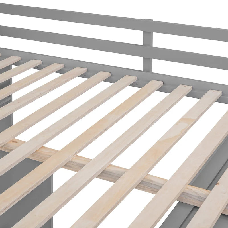 Cama alta completa con estación de estudio, armario, escritorio y cajones