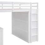 Cama alta completa con estación de estudio, armario, escritorio y cajones