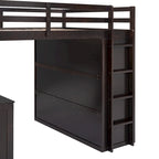 Cama alta completa con estación de estudio, armario, escritorio y cajones