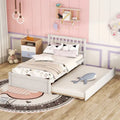 Base de Cama Doble con Plataforma de Madera de Caucho Color Nogal Blanco con Nido, Diseño Moderno, No Requiere Box Spring