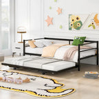 Sofá cama doble de metal negro con nido elevable