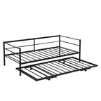 Twin Size Black Metal Daybed with Pop-up Trundle