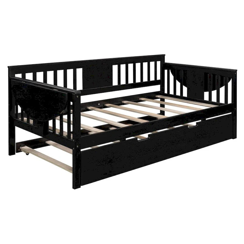 Sofá Cama Doble de Madera con Nido, Sofá Cama para Dormitorio Salón