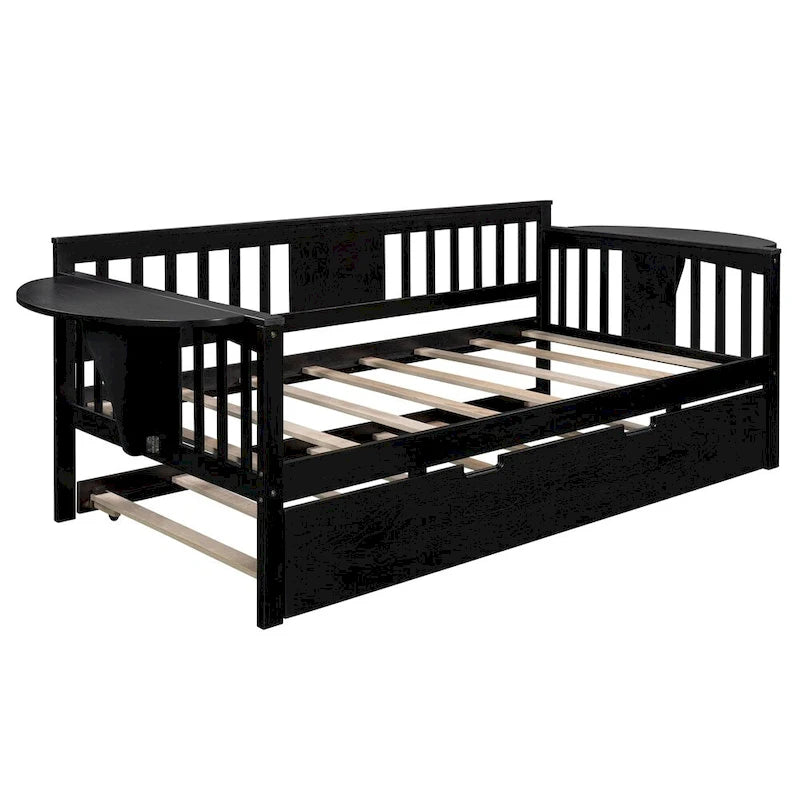Sofá Cama Doble de Madera con Nido, Sofá Cama para Dormitorio Salón