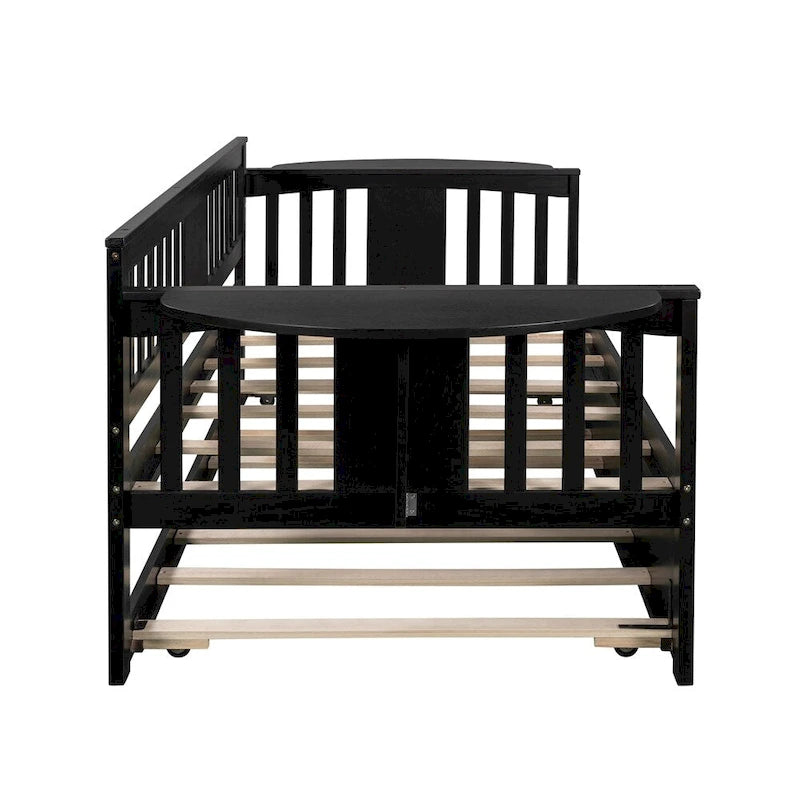 Sofá Cama Doble de Madera con Nido, Sofá Cama para Dormitorio Salón