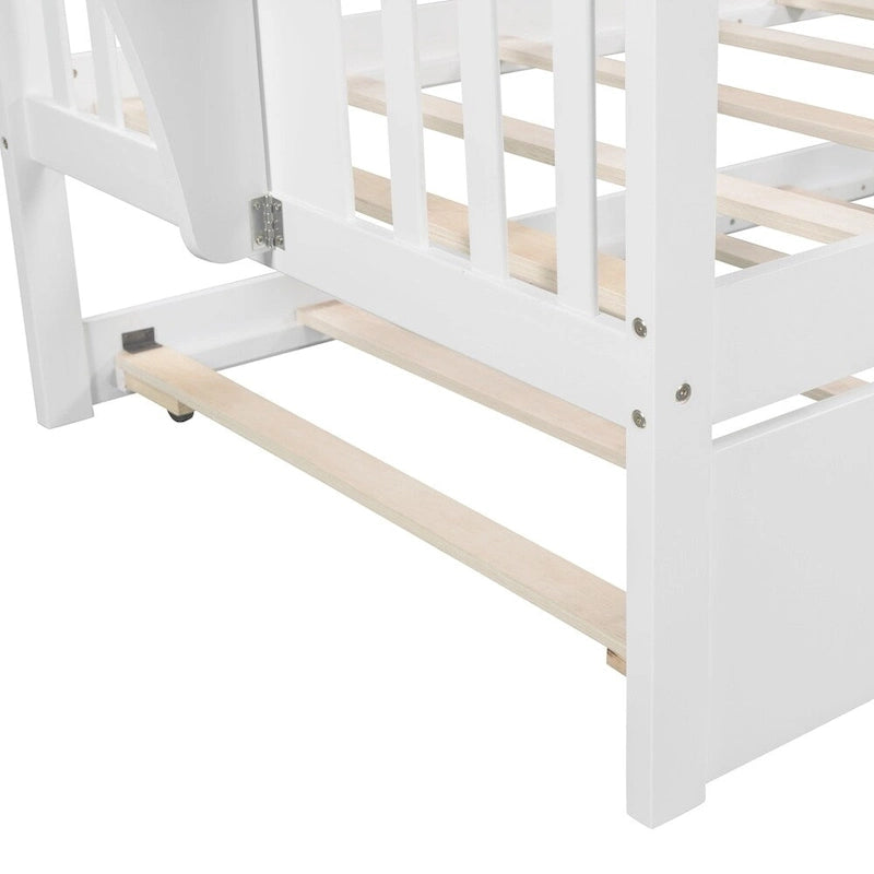 Sofá Cama Doble de Madera con Nido, Sofá Cama para Dormitorio Salón