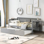 Sofá Cama Doble de Madera con Nido, Sofá Cama para Dormitorio Salón
