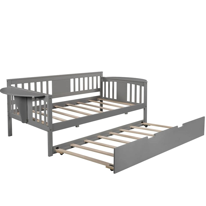 Sofá Cama Doble de Madera con Nido, Sofá Cama para Dormitorio Salón