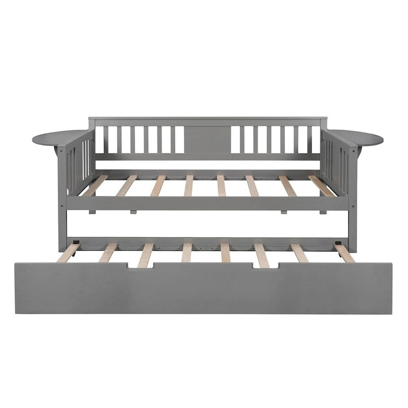 Sofá Cama Doble de Madera con Nido, Sofá Cama para Dormitorio Salón