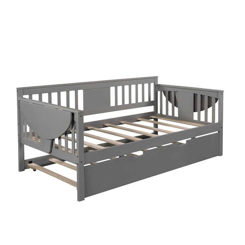 Sofá Cama Doble de Madera con Nido, Sofá Cama para Dormitorio Salón