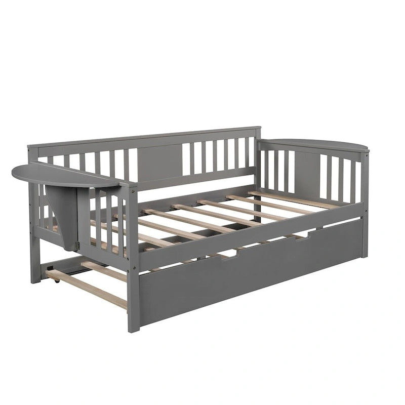 Sofá Cama Doble de Madera con Nido, Sofá Cama para Dormitorio Salón