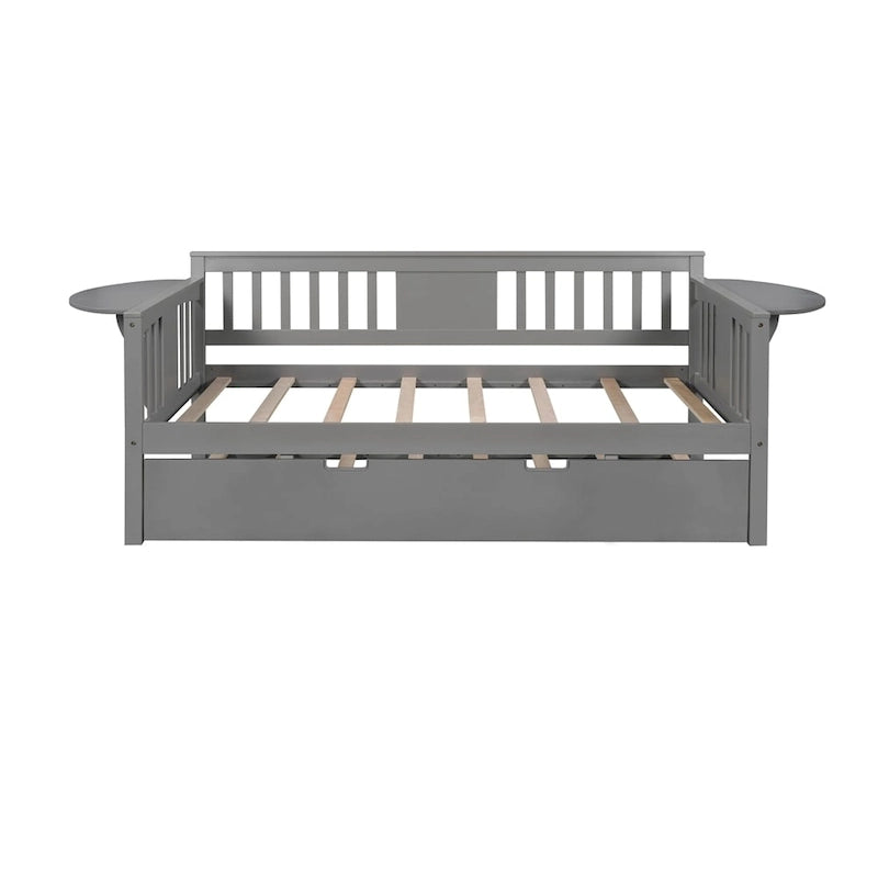 Sofá Cama Doble de Madera con Nido, Sofá Cama para Dormitorio Salón