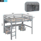Cama alta de tamaño completo con escritorio, cajones y mesita de noche, estación de carga