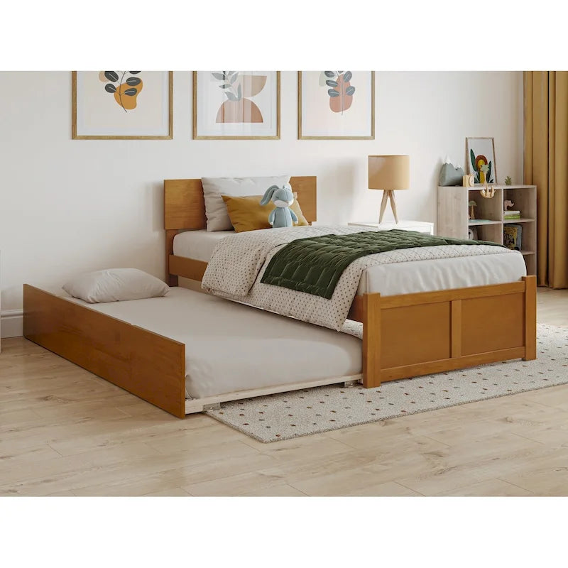 Cama con plataforma, estribo y cama nido doble