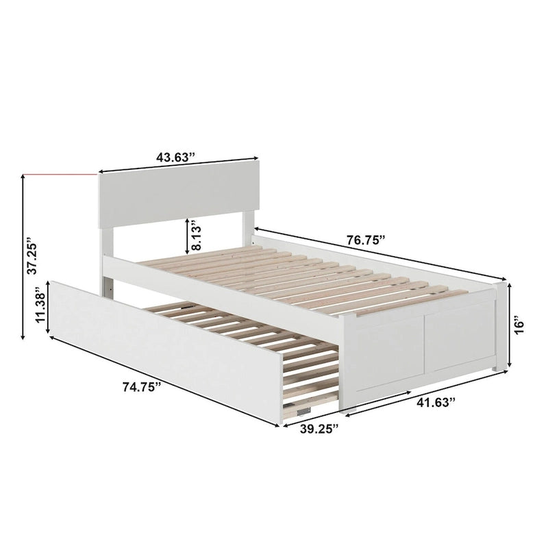Cama con plataforma, estribo y cama nido doble