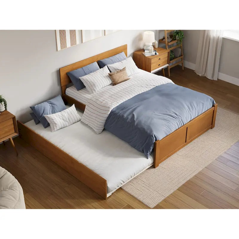 Cama con plataforma, estribo y cama nido doble