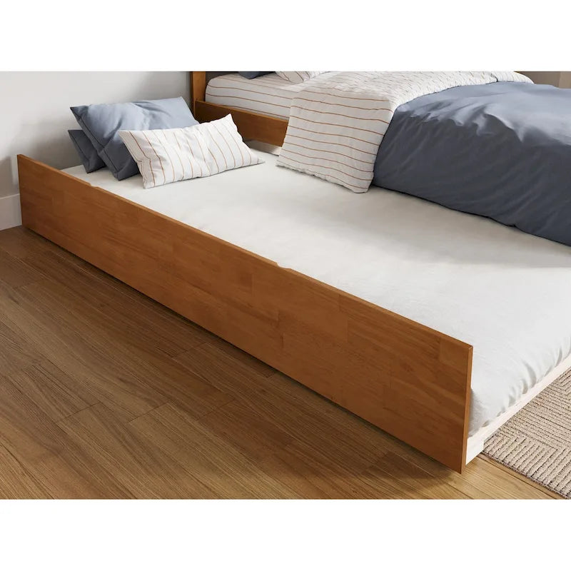 Cama con plataforma, estribo y cama nido doble