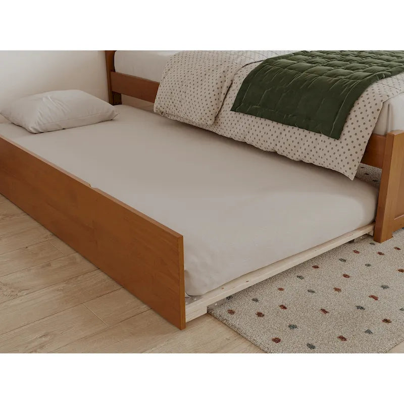 Cama con plataforma, estribo y cama nido doble