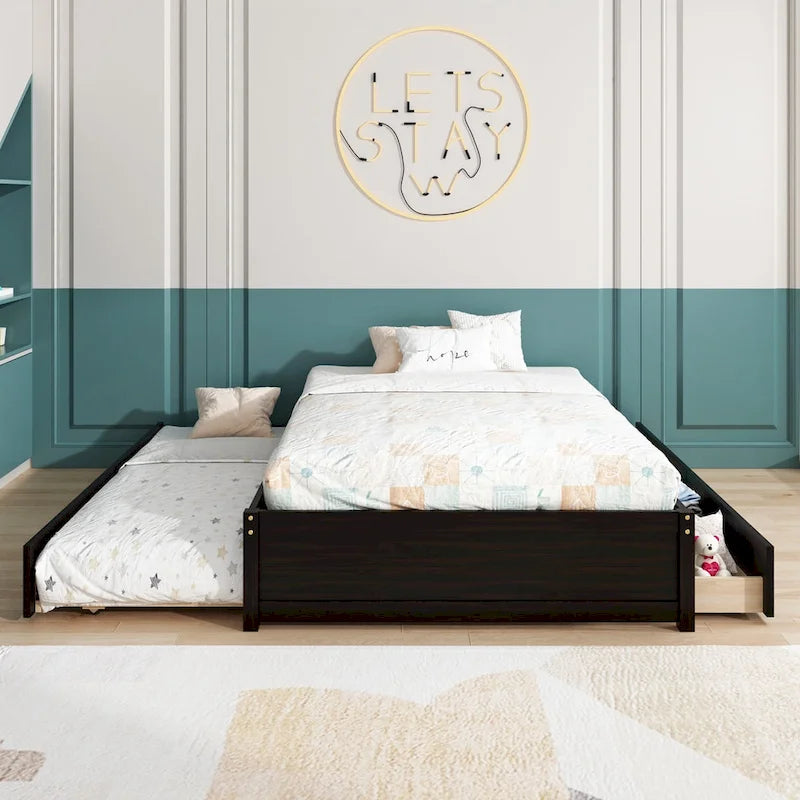 Cama Matrimonial Con Nido Individual Y 2 Cajones