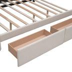 Cama Queen Size con 2 cajones de almacenaje y cama nido individual XL, estructura de cama queen tapizada con cabecero capitoné