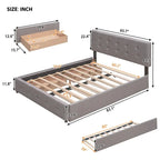 Cama Queen Size con 2 cajones de almacenaje y cama nido individual XL, estructura de cama queen tapizada con cabecero capitoné
