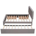 Cama Queen Size con 2 cajones de almacenaje y cama nido individual XL, estructura de cama queen tapizada con cabecero capitoné