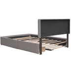 Cama Queen Size con 2 cajones de almacenaje y cama nido individual XL, estructura de cama queen tapizada con cabecero capitoné