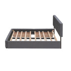 Cama Queen Size con 2 cajones de almacenaje y cama nido individual XL, estructura de cama queen tapizada con cabecero capitoné