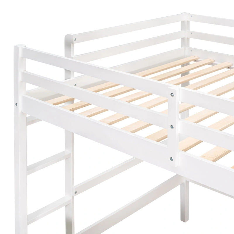 Cama alta de tamaño completo con escritorio y tablero de escritura, cama alta de madera con escritorio y armario de 2 cajones - Espresso