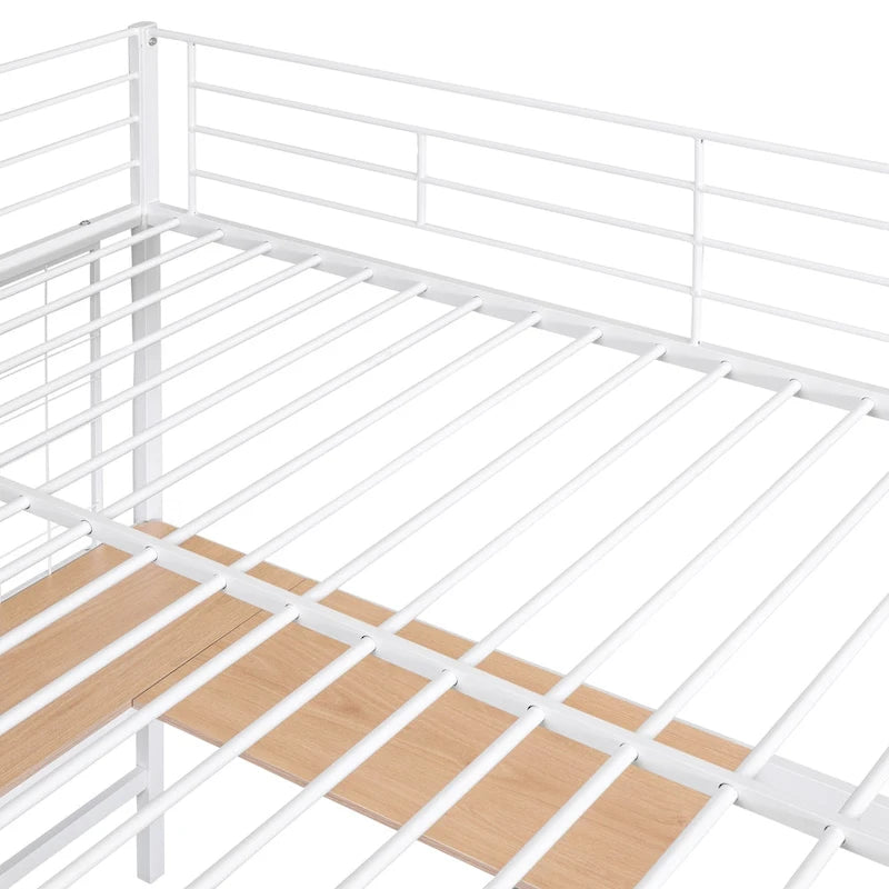 Cama alta Full Metal con escritorio y rejilla metálica, negra