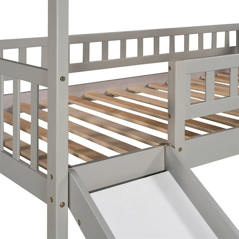 Cama nido doble con dos cajones y tobogán