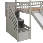 Cama nido doble con dos cajones y tobogán