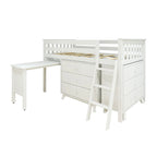 Cama alta baja individual con escritorio extraíble y cómodas de 3 cajones