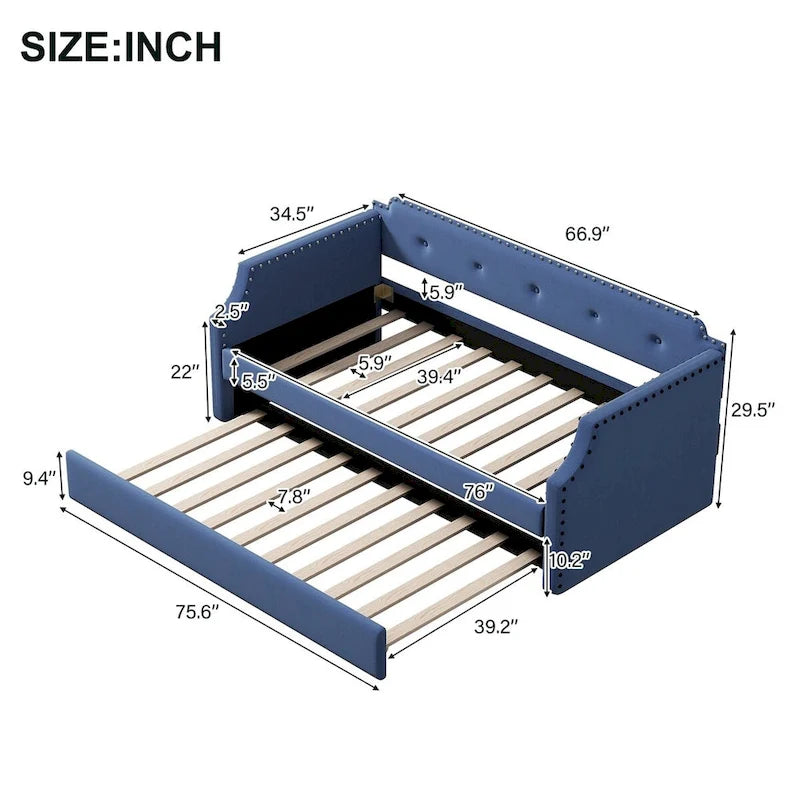 Sofá cama individual tapizado con cama nido