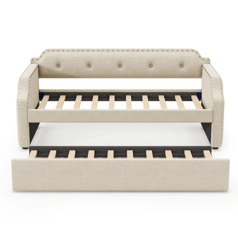 Sofá cama individual tapizado con cama nido