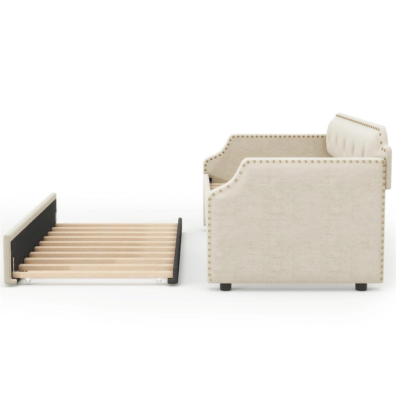 Sofá cama individual tapizado con cama nido
