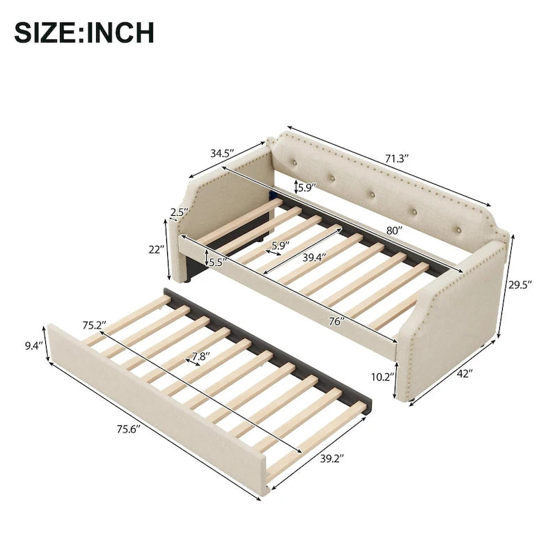 Sofá cama individual tapizado con cama nido