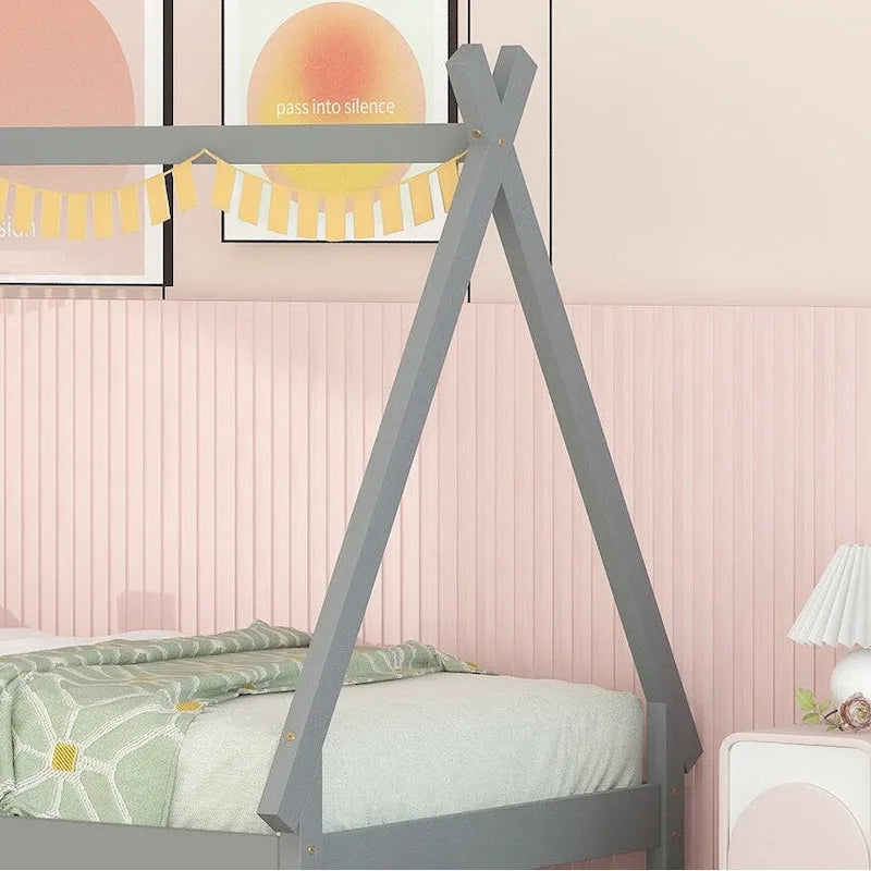 Cama tipo tienda de campaña de tamaño individual con nido