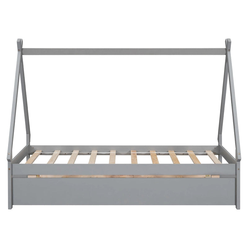 Cama tipo tienda de campaña de tamaño individual con nido