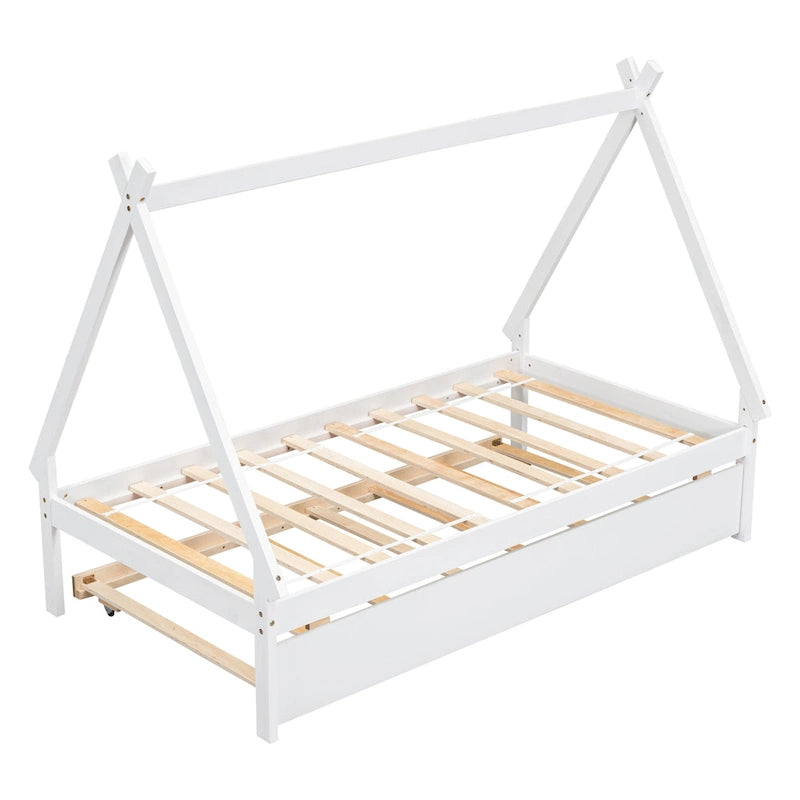 Cama tipo tienda de campaña de tamaño individual con nido