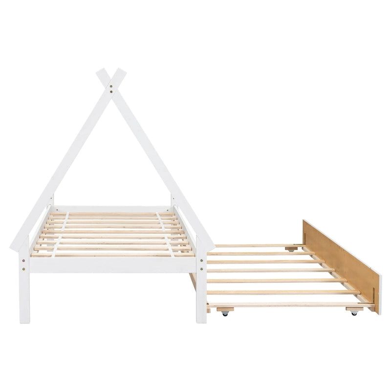 Cama tipo tienda de campaña de tamaño individual con nido