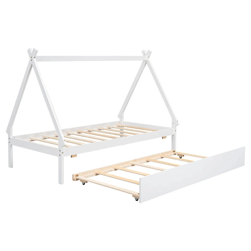 Cama tipo tienda de campaña de tamaño individual con nido
