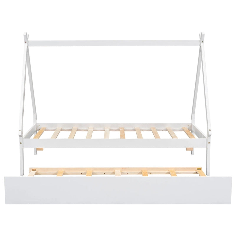 Cama tipo tienda de campaña de tamaño individual con nido
