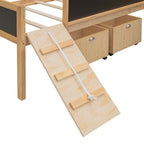 Cama alta de madera doble con dos cajas de almacenamiento