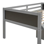 Cama alta de madera doble con dos cajas de almacenamiento