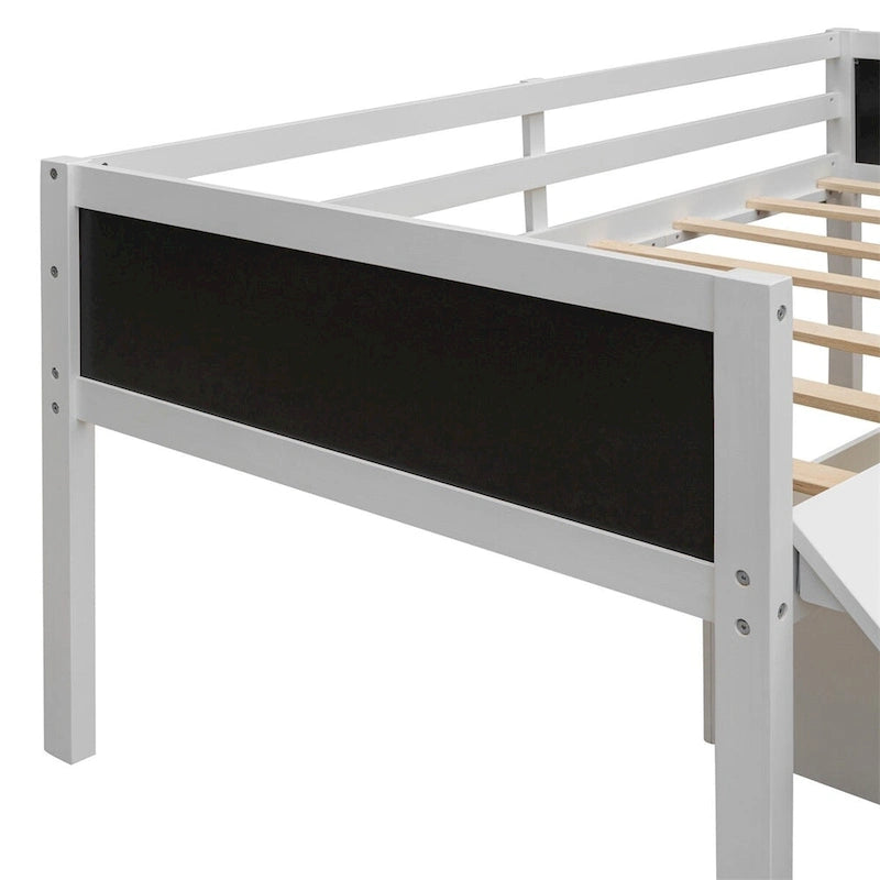 Cama alta de madera doble con dos cajas de almacenamiento