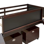 Cama alta de madera doble con dos cajas de almacenamiento