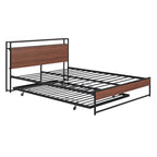Cama de Plataforma Metálica Tamaño Queen con Nido, Puertos USB, No Requiere Box Spring