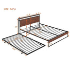 Cama de Plataforma Metálica Tamaño Queen con Nido, Puertos USB, No Requiere Box Spring